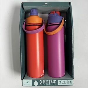 HydraFlow 2-Pack Hybrid Dual Lid Bottle Set - Pink & Purple and Orange & Salmon
